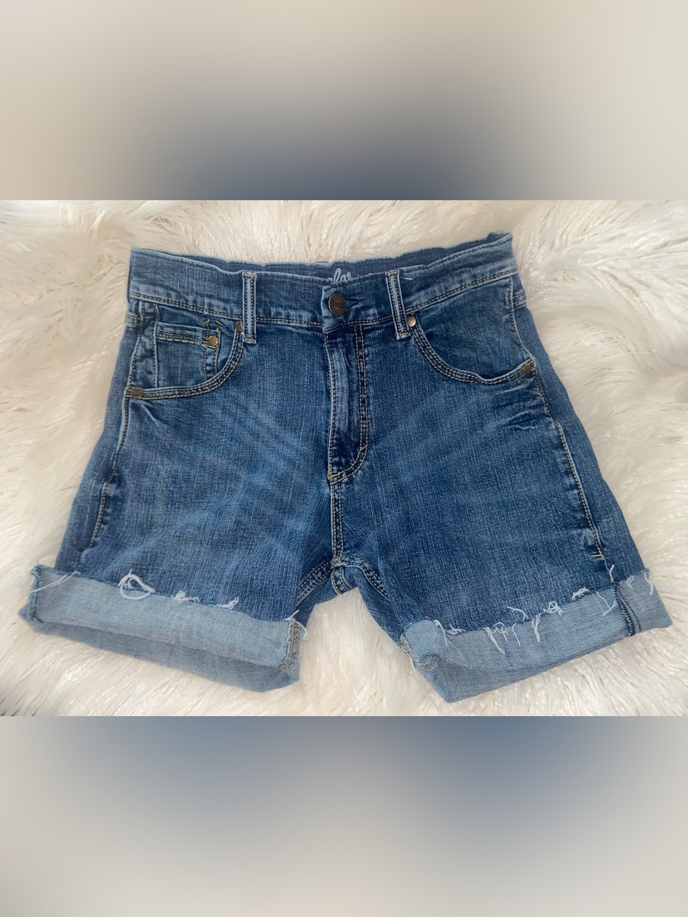 Classic Blue Denim Roll-Cuff Women's Shorts
